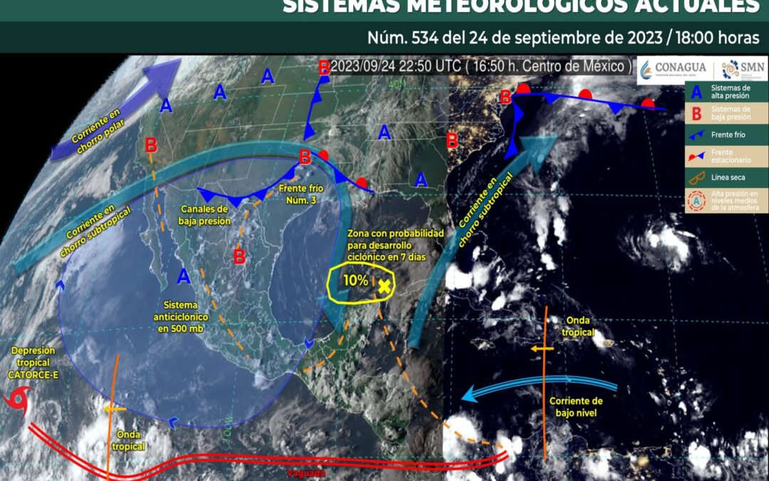 Pronóstico Meteorológico General Vespertino de hoy domingo 14 de Septiembre de 2023