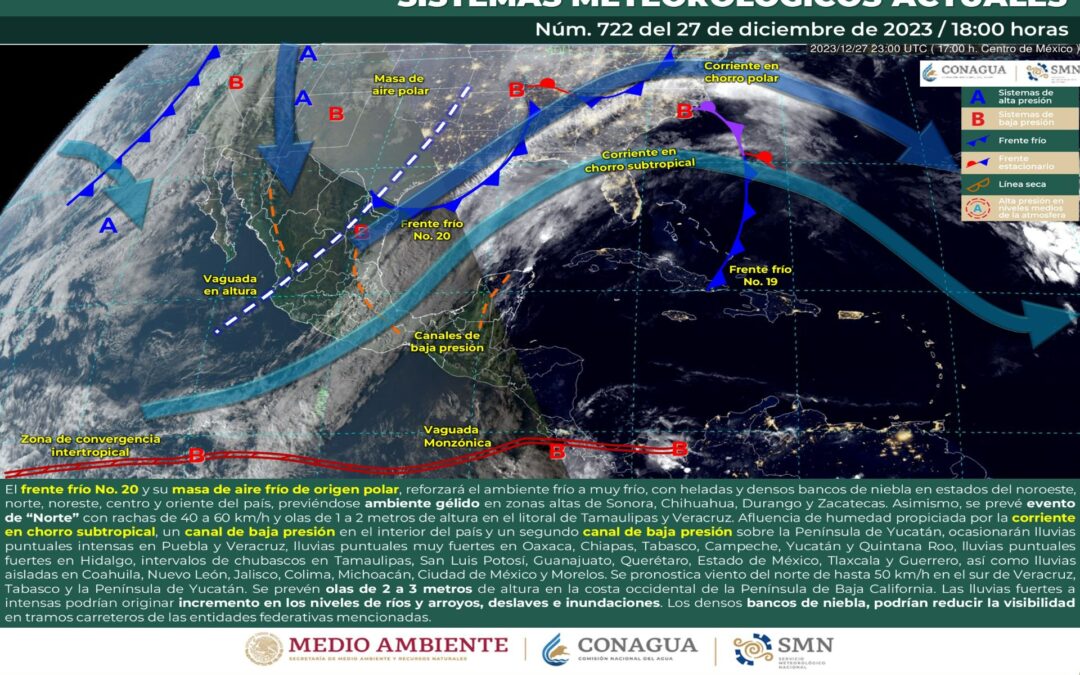 Pronóstico Meteorológico General Vespertino de hoy miércoles 27 de Diciembre de 2023