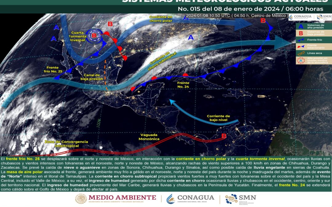 Pronóstico Meteorológico General Matutino de hoy lunes 08 de Enero de 2024