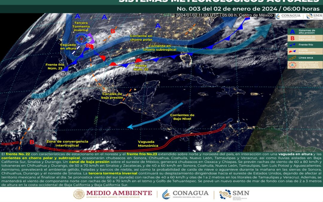 Pronóstico Meteorológico General Matutino de hoy martes 02 de Enero de 2024