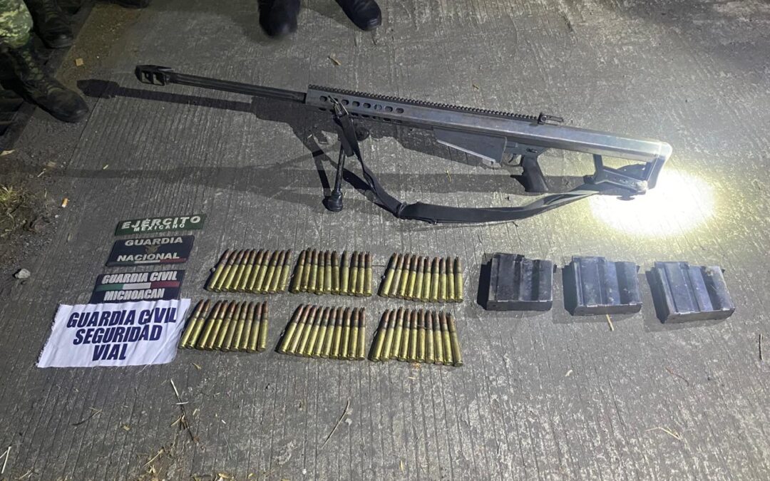 Guardia Civil asegura arma de alto calibre y vehículo robado en Uruapan