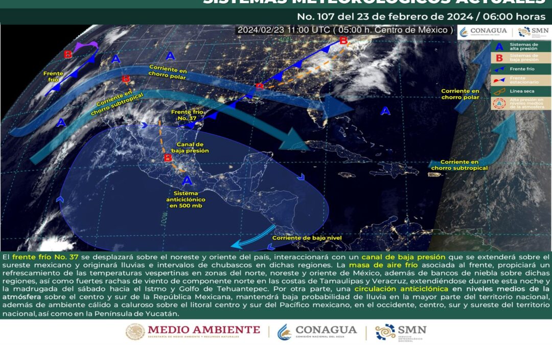 Pronóstico Meteorológico General Matgutino de hoy viernes 23 de Febrero de 2024