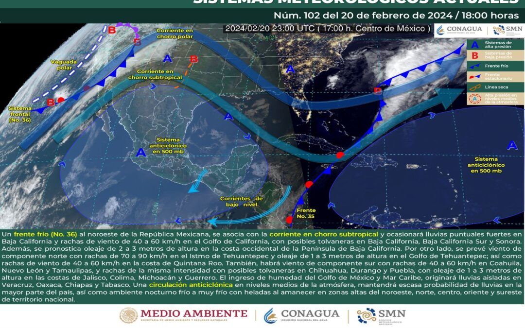 Pronóstico Meteorológico General Vespertino de hoy 20 de Febrero de 2024