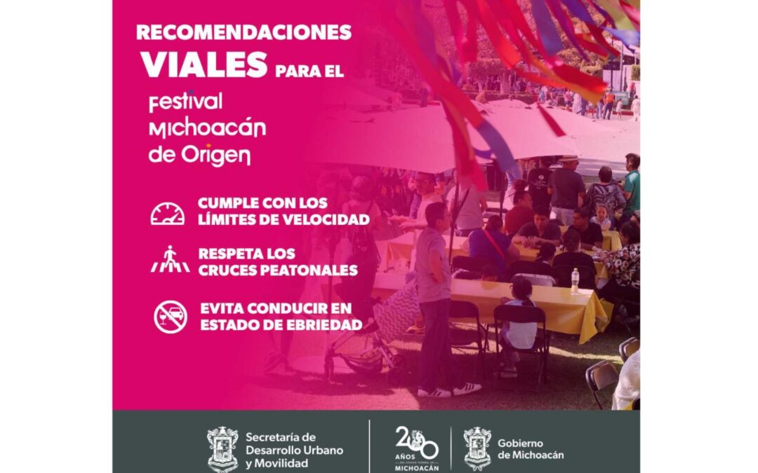 Sigue estas recomendaciones para evitar accidentes viales si asistes al Festival de Origen