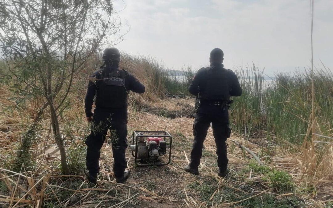 Aseguran en Erongarícuaro 2 bombas para huachicolear agua del lago de Pátzcuaro