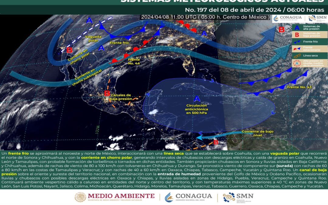 Pronóstico Meteorológico General Matutino de hoy lunes 08 de Abril de 2024