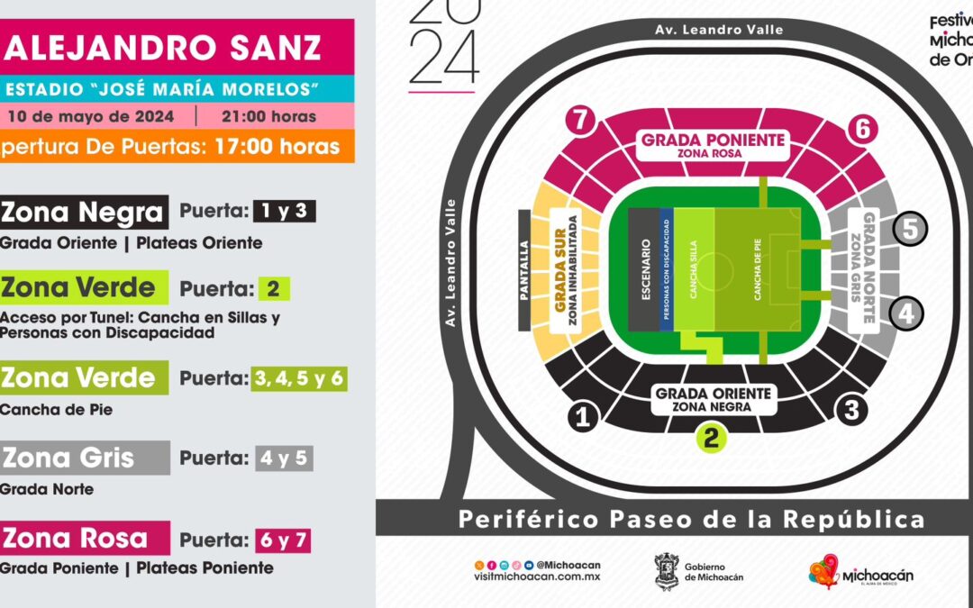 Aquí te decimos cómo ubicar tu zona para el concierto de Alejandro Sanz en el Estadio Morelos