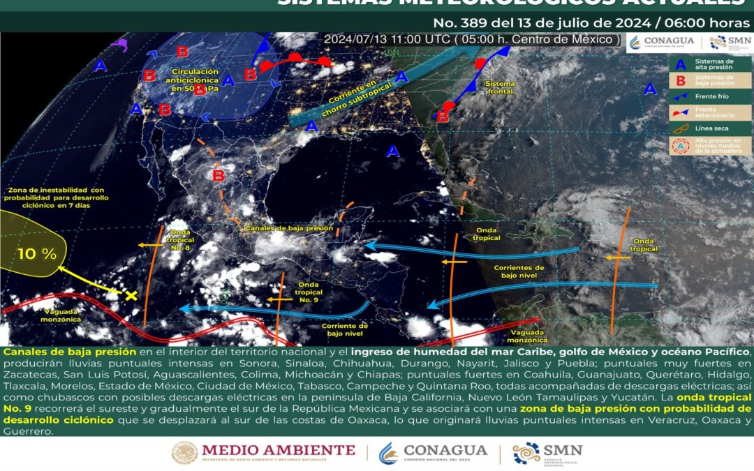 Pronóstico Meteorológico General Matutino de hoy Sábado 13 de Julio de 2024