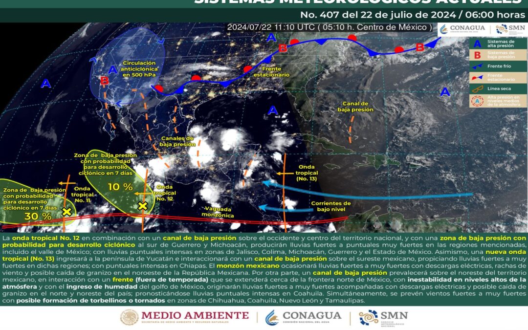 Pronóstico Meteorológico General Martutino de hoy Lunes 22 de Julio de 2024