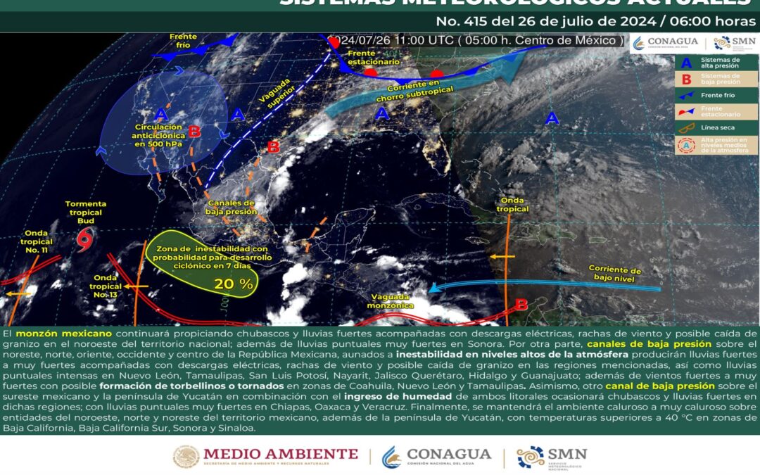 Pronóstico Meteorológico General Matutino de hoy Viernes 26 de Julio de 2024