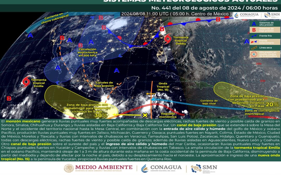 Pronóstico Meteorológico General Matutino de hoy Jueves 08 de Agosto de 2024