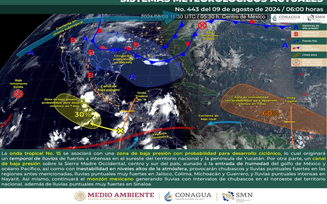 Pronóstico Meteorológico General Matutino de hoy Viernes 09 de Agosto de 2024