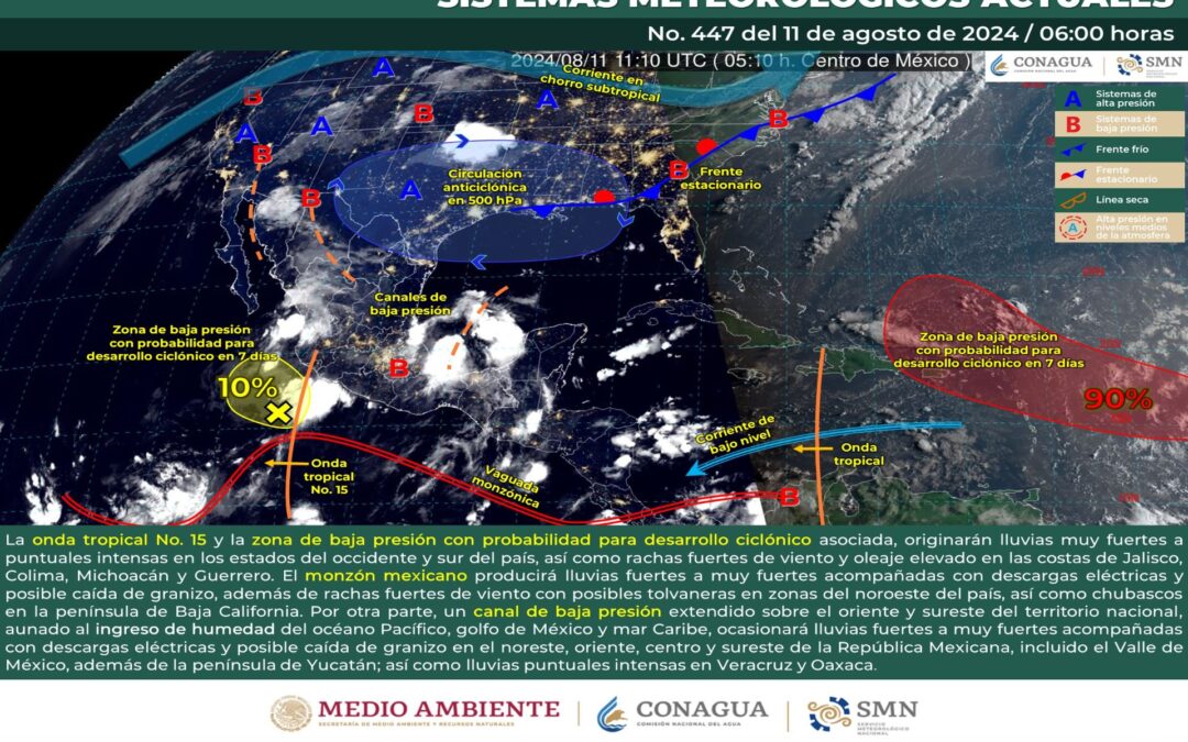 Pronóstico Meteorológico General Matutino de hoy Domingo 11 de Agosto de 2024