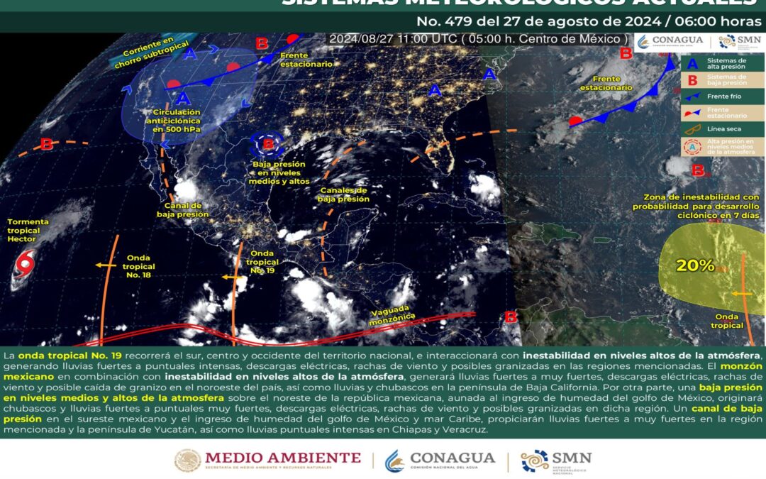 Pronóstico Meteorológico General Matutino de hoy Martes 27 de Agosto de 2024