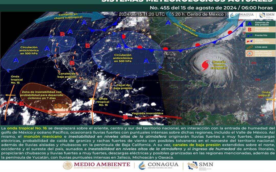 Pronóstico Meteorológico General Matutino de hoy Jueves 15 de Agosto de 2024