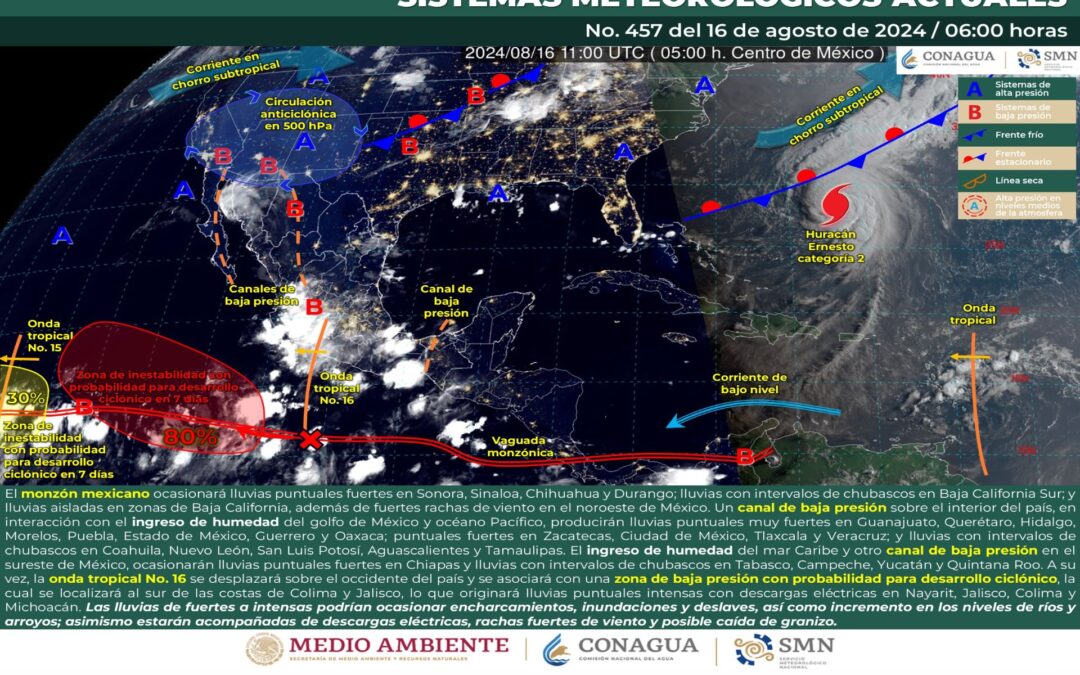 Pronóstico Meteorológico General Matutina de hoy Viernes 16 de Agosto de 2024