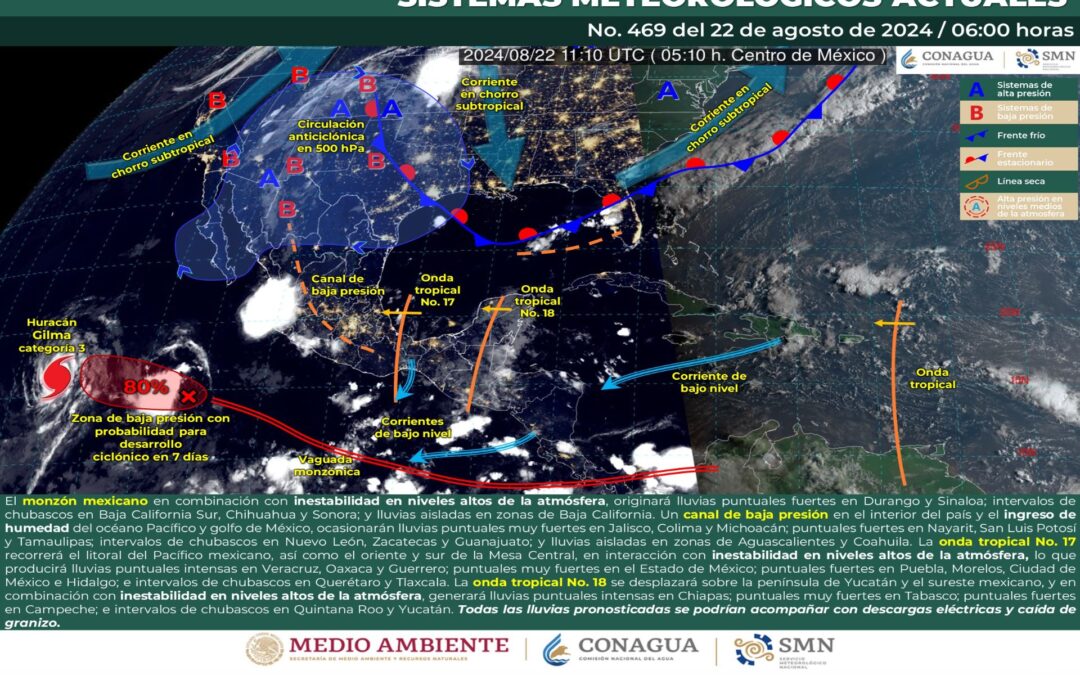 Pronóstico Meteorológico General Matutino de hoy 22 de Agosto de 2024