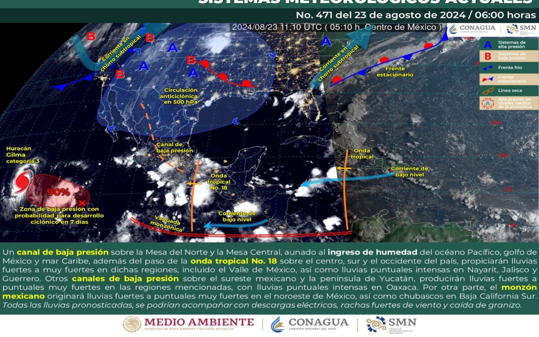 Pronóstico Meteorológico General Matutino de hoy Viernes 23 de Agosto de 2024