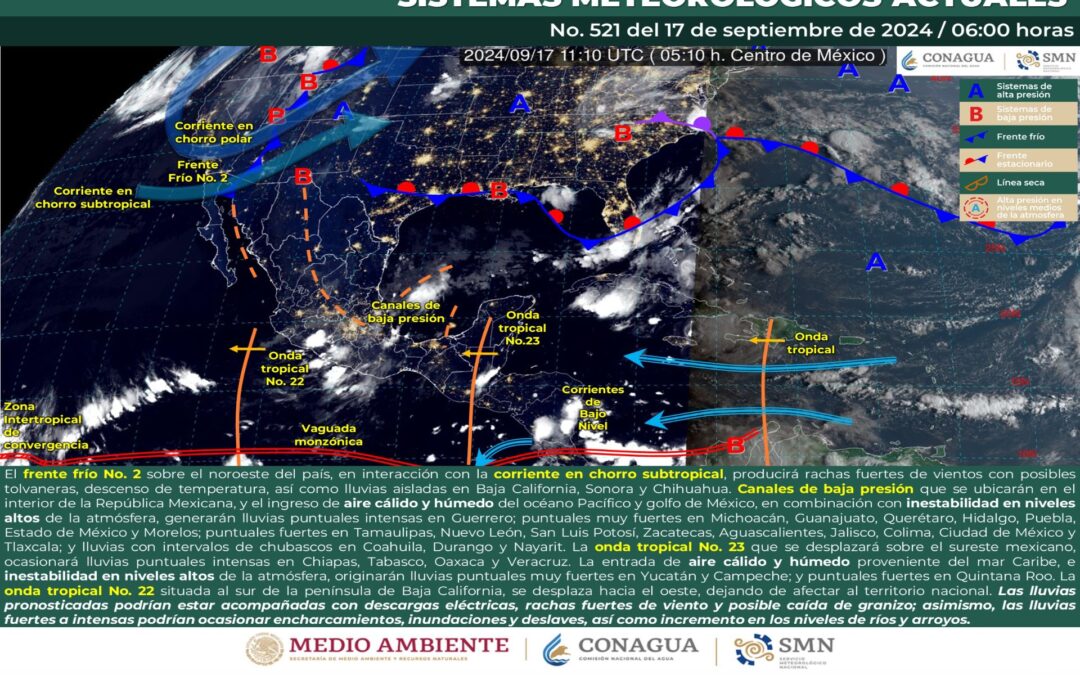 Pronóstico Meteorológico General Matutino de hoy Martes 17 de Septiembre de 2024