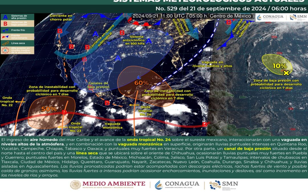 Pronóstico Meteorológico General Matutino de hoy Sábado 21 de Septiembre de 2024