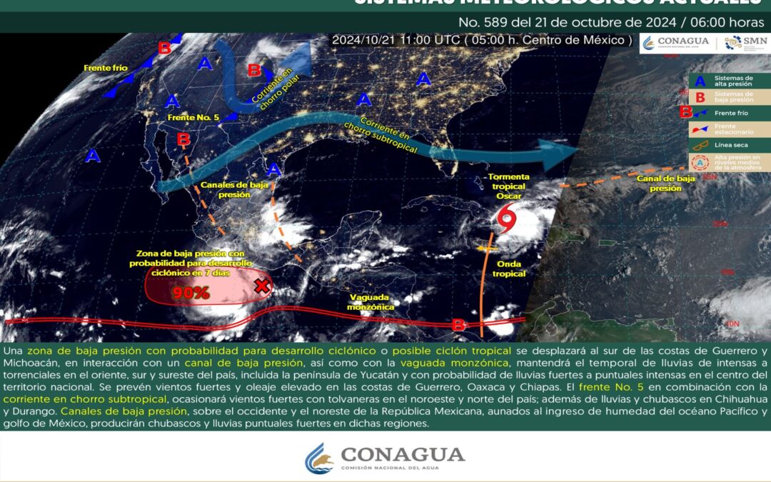 Pronóstico Meteorológico General Matutino de hoy Lunes 21 de Octubre de 2024