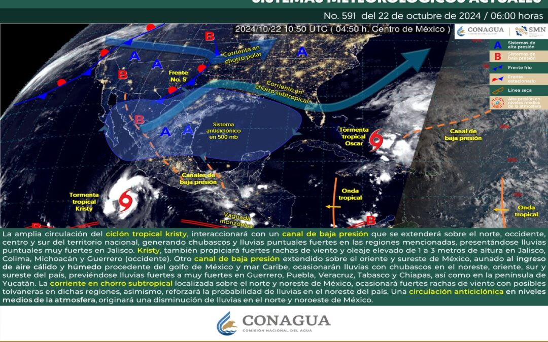 Pronóstico Meteorológico General Matutino de hoy Martes 22 de Octubre de 2024.