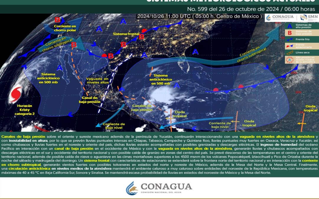 Pronóstico Meteorológico General Matutino de hoy Sábado 26 de Octubre de 2024