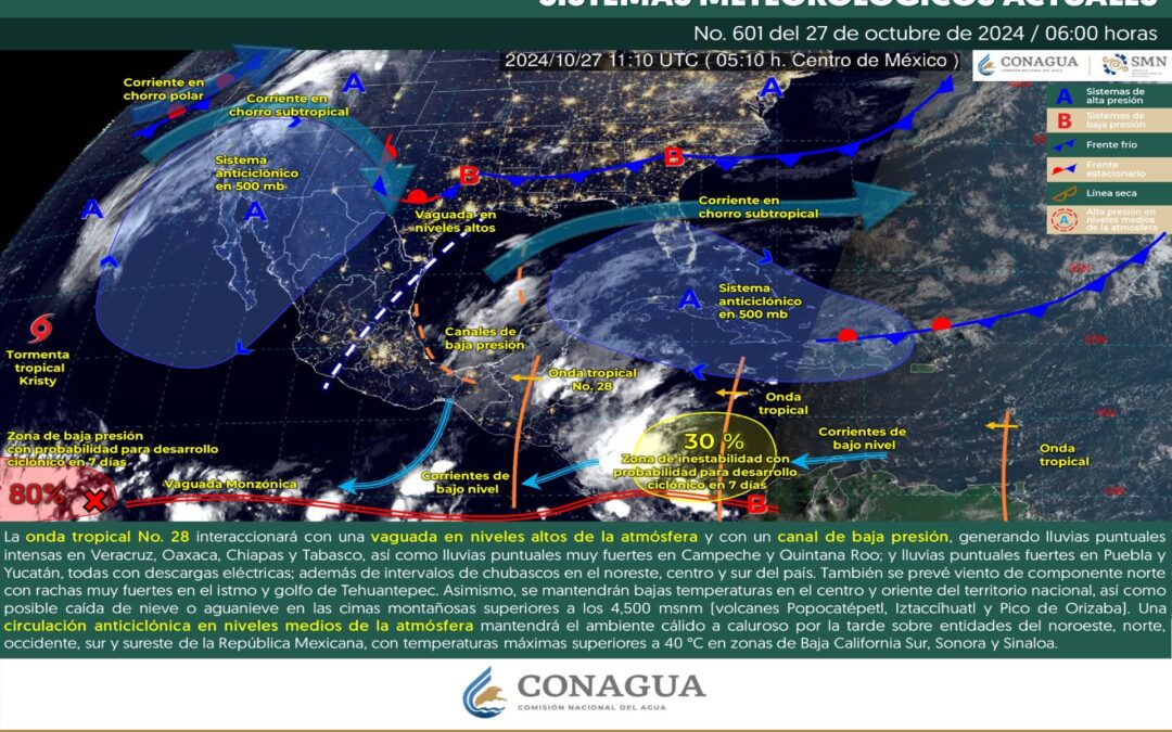 Pronóstico Meteorológico General de Hoy Domingo 27 de Octubre de 2024