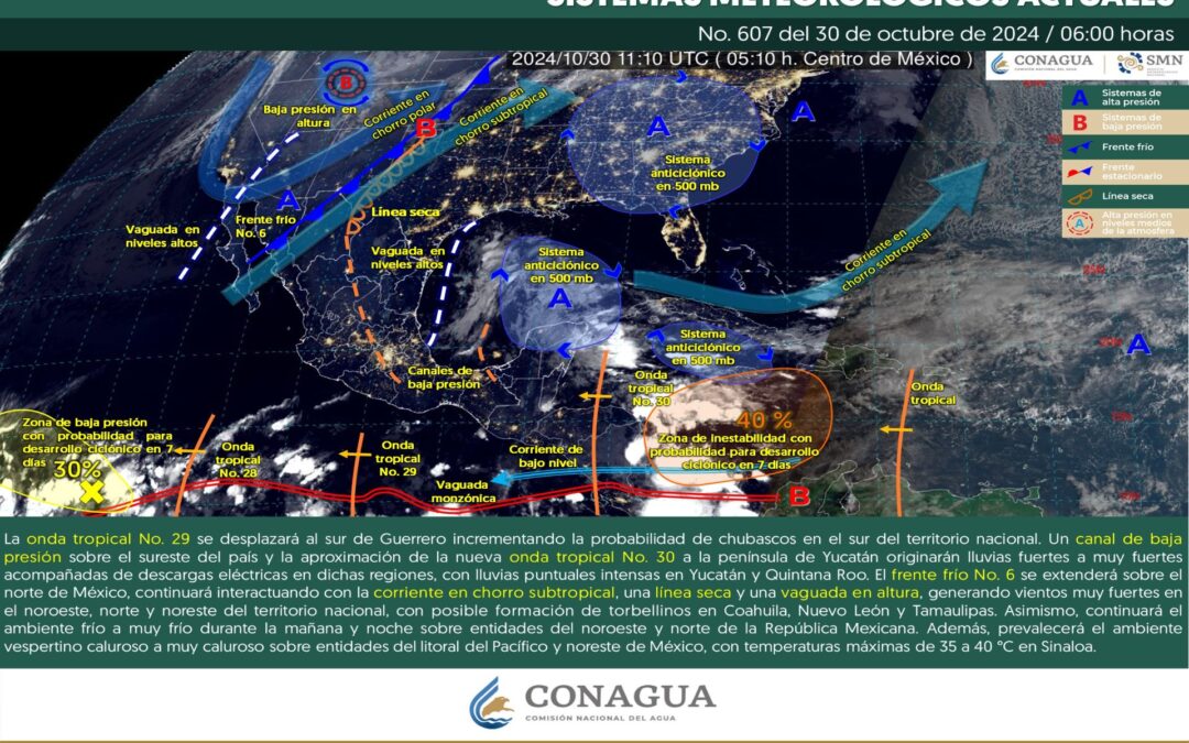 Pronóstico Meteorológico General Matuino de hoy Miércoles 30 de Octubre de 2024