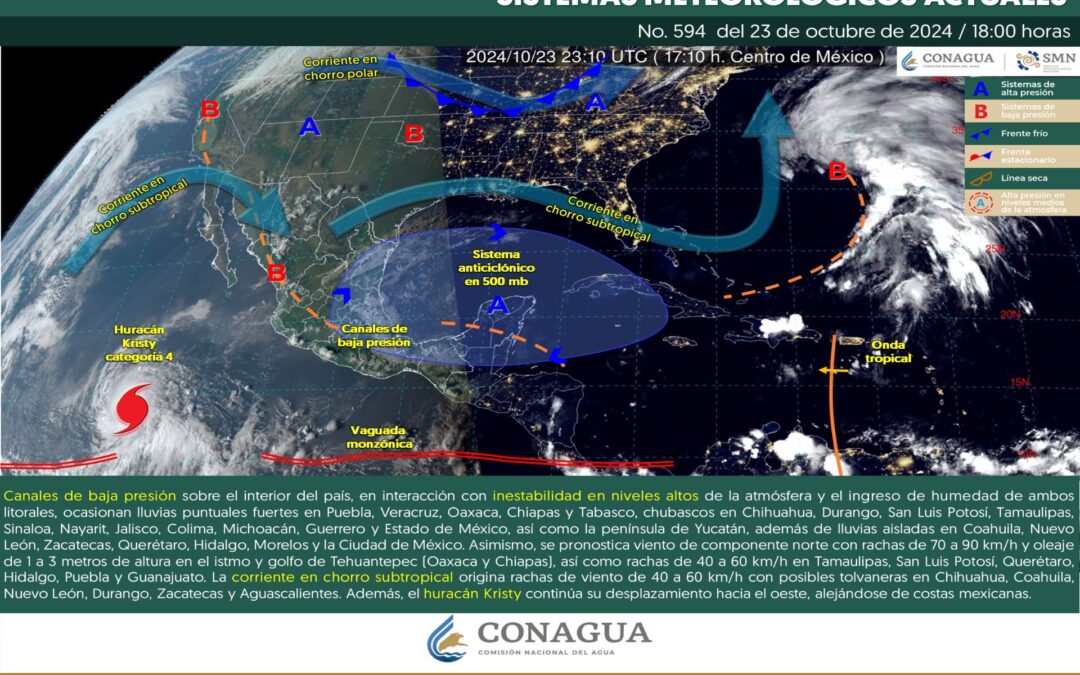 Pronóstico Meteorológico General Vespertina de hoy Miércoles 23 de Octubre de 2024