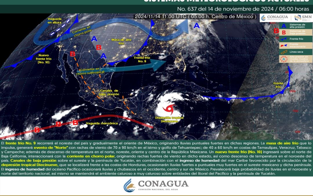 Pronóstico Meteorológico General Matutino de hoy Jueves 14 de Noviembre de 2024