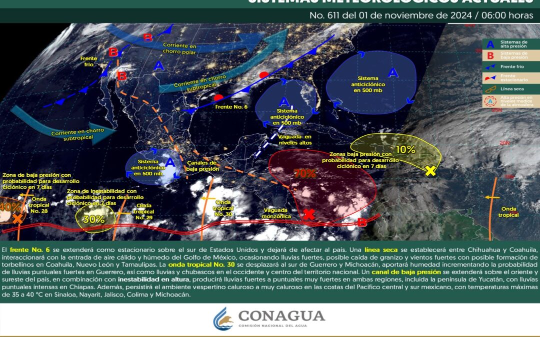 Pronóstico Meteorológico General Matutino de hoy Viernes 01 de Noviembre de 2024