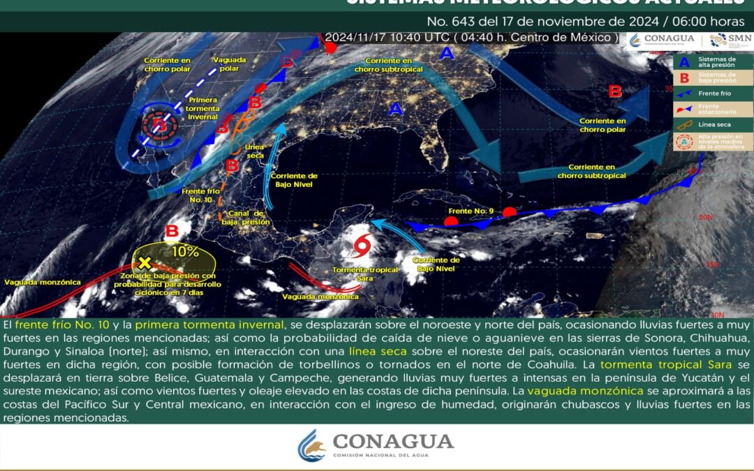 Pronóstico Meteorológico General Matutino de hoy Domingo 17 de Noviembre de 2024