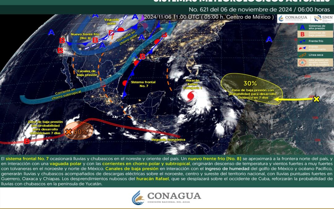 Pronóstico Meteorológico General Matutino de Hoy Miércoles 06 de Noviembre de 2024