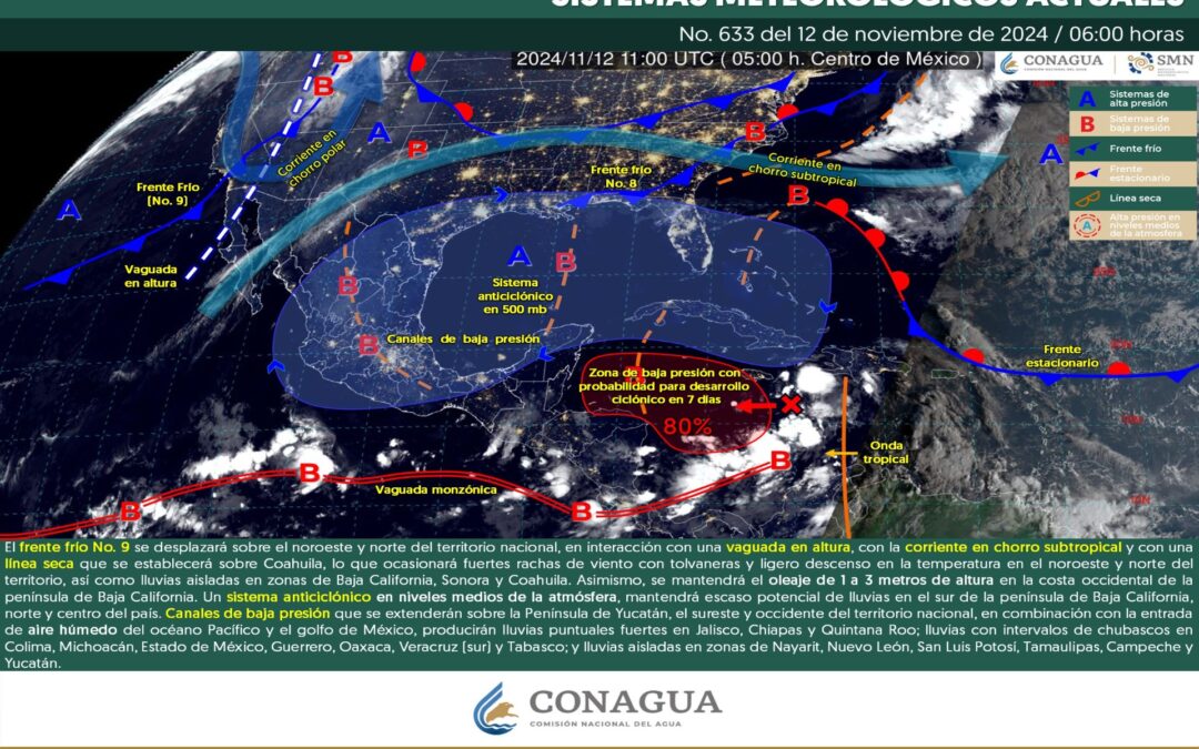 Pronóstico Meteorológico General Matutino de hoy Martes 12 de Noviembre de 2024