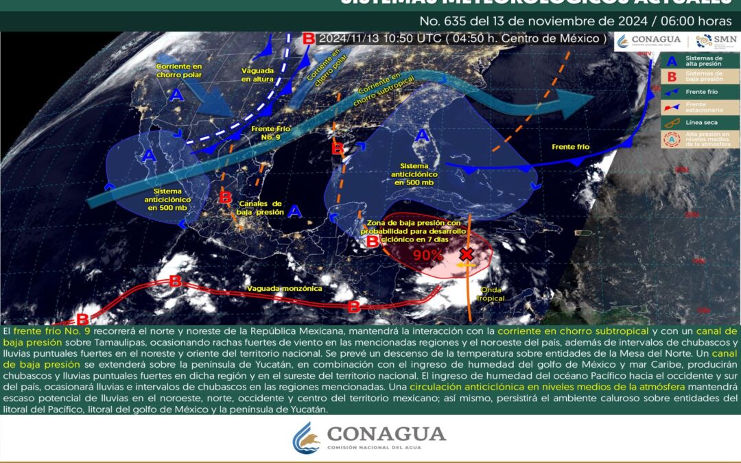 Pronóstico Meteorológico General Matutino de hoy Miércoles 13 de Noviembre de 2024