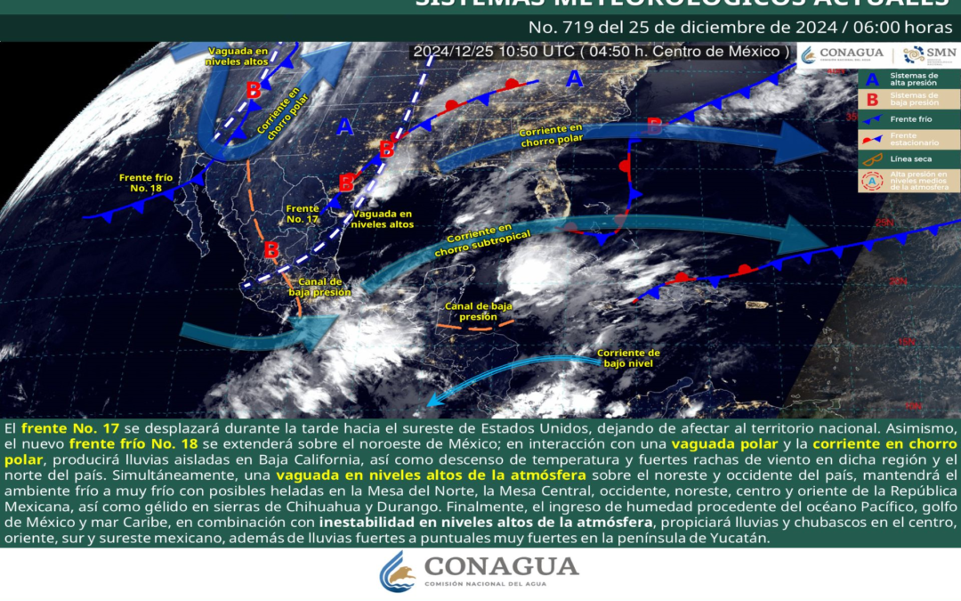 Pronóstico Meteorológico General Matutino de hoy Miércoles 25 de Diciembre de 2024.