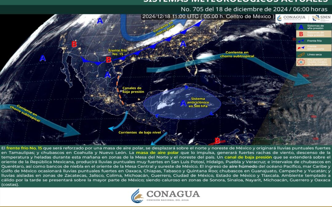 Pronóstico Meteorológico General Matutino General Matutino de hoy Miércoles 18 de Diciembre de 2024.