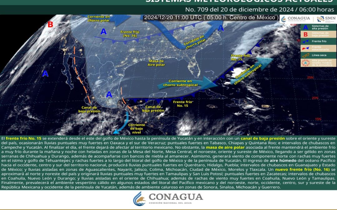 Pronóstico Meteorológico General Matutino de hoy Viernes 20 de Diciembre de 2024