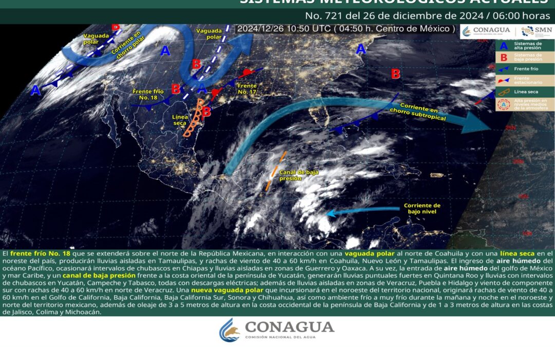 Pronóstico Meteorológico General Matutino de hoy Jueves 26 de Noviembre de 2024