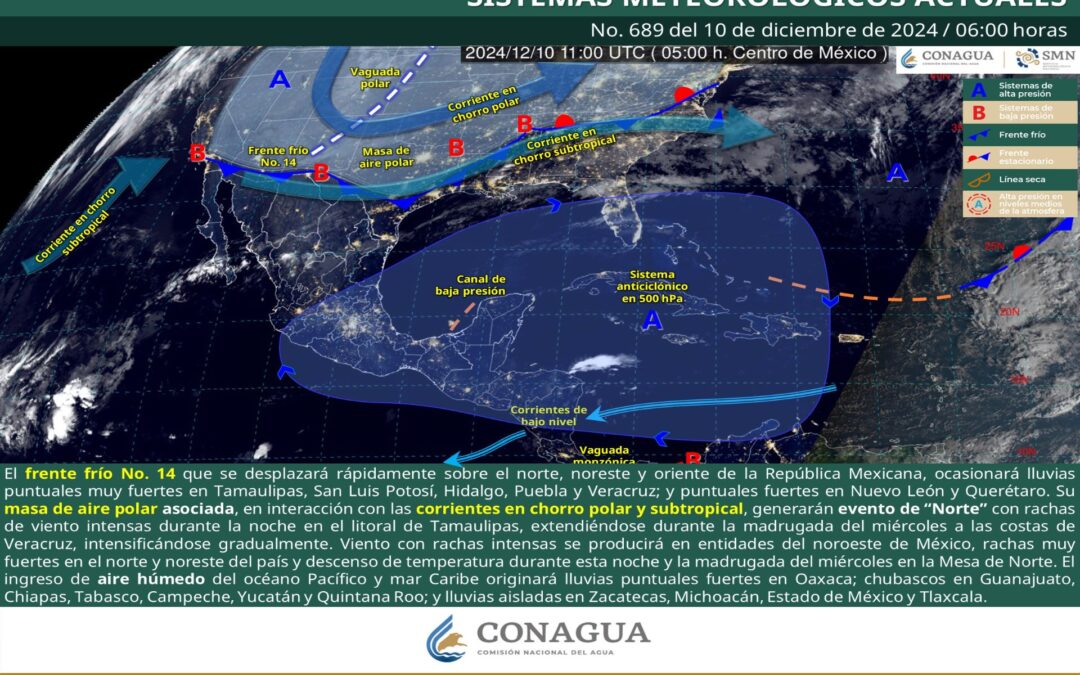 Pronóstico Meteorológico General Matutino de hoy Martes 10 de Diciembre de 2024