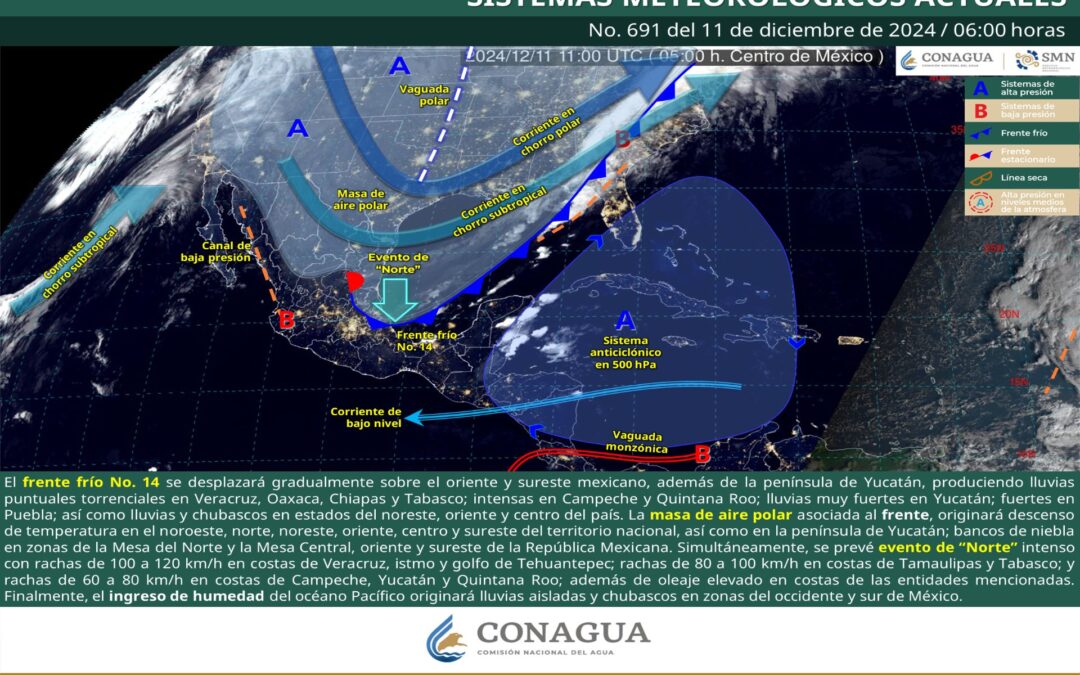 Pronóstico Meteorológico General Matutino de hoy Miércoles 11 de Diciembre de 2024