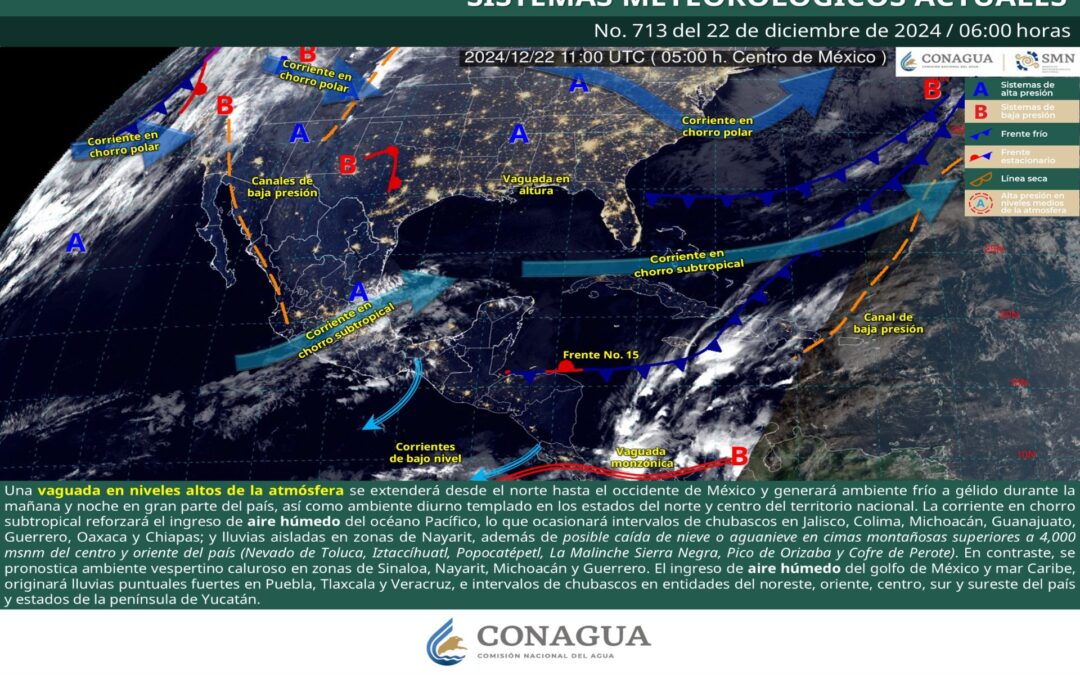 Pronóstico Meteorológico General Matutino de hoy Domingo 22 de Diciembre de 2024.