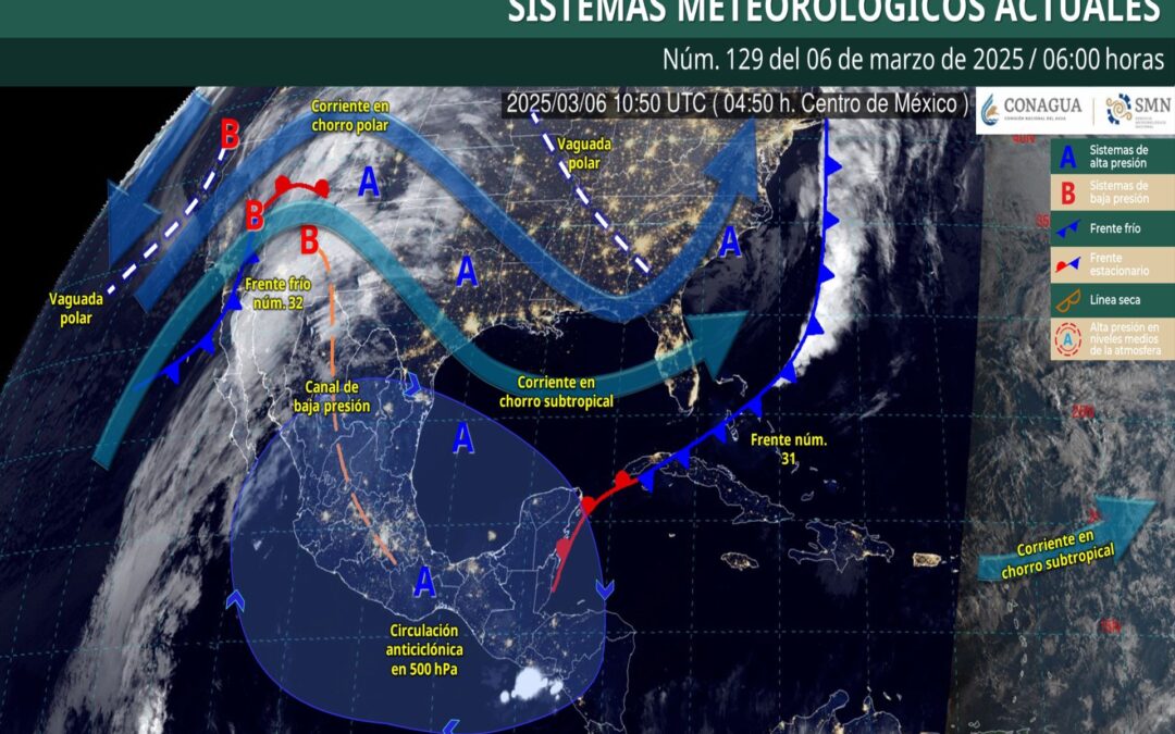 Pronóstico Meteorológico General Matutino de hoy Jueves 06 de Marzo de 2025.