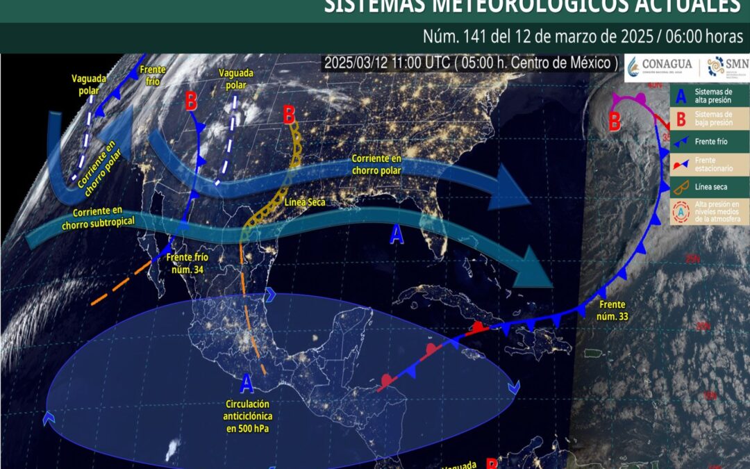 Pronóstico Meteorológico General Matutino de hoy Miércoles 12 de Marzo de 2025.