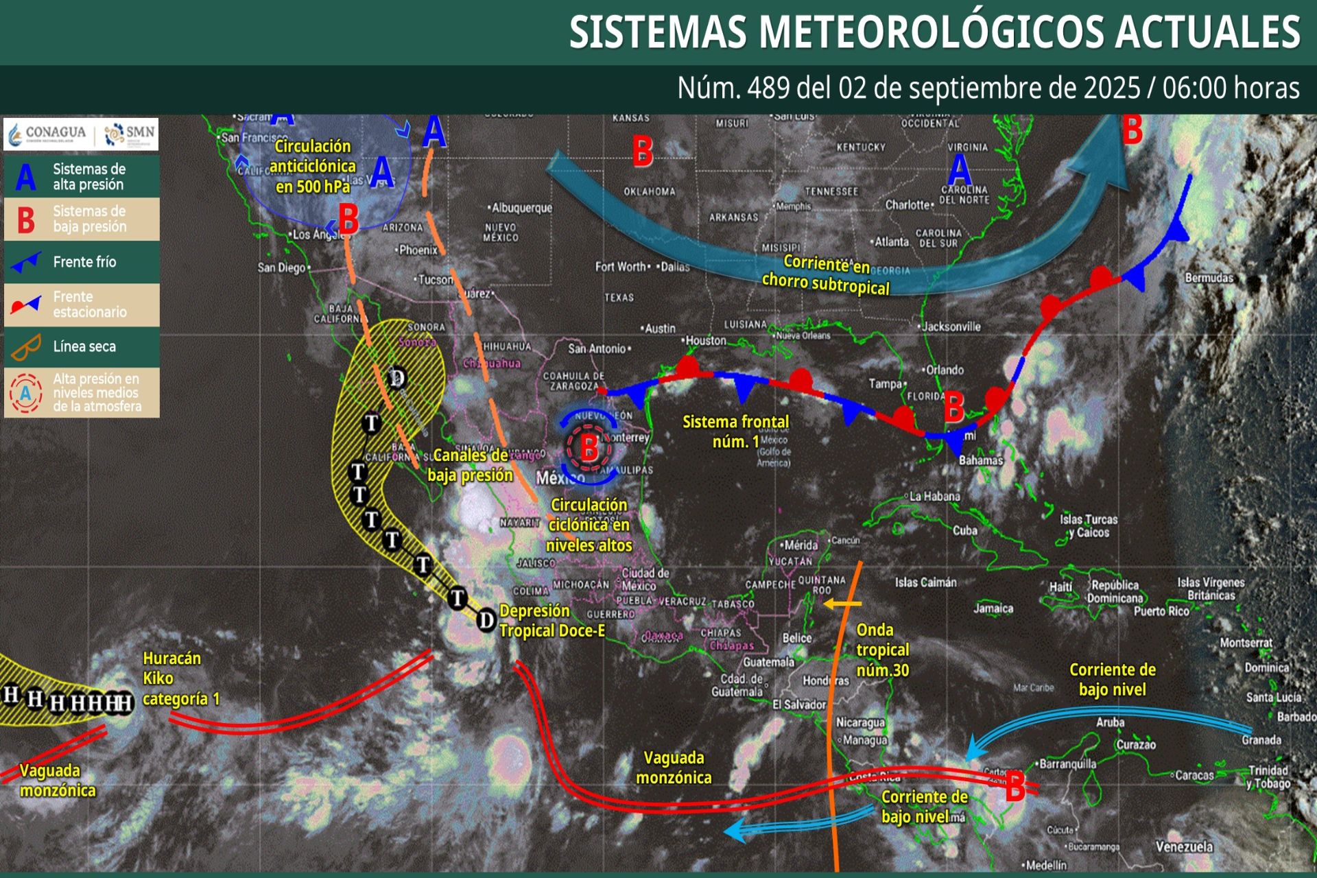 Pronóstico Meteorológico General Matutino de hoy Martes 02 de Septiembre de 2025.