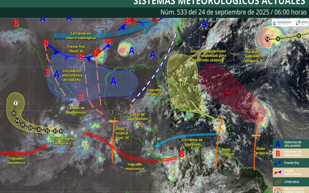 Pronóstico Meteorológico General Matutino de hoy Miércoles 24 de Septiembre de 2025.