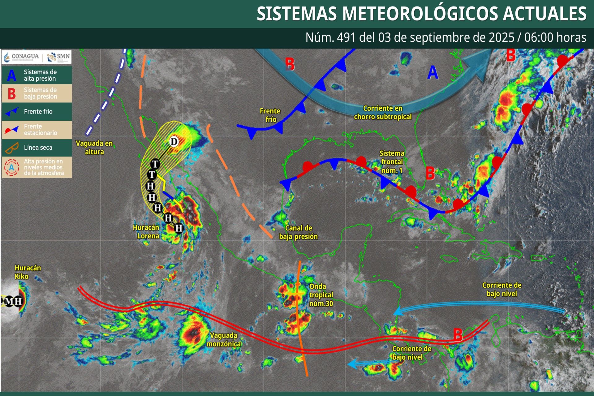 Pronóstico Meteorológico General Matutino de hoy Miércoles 03 de Septiembre de 2025.
