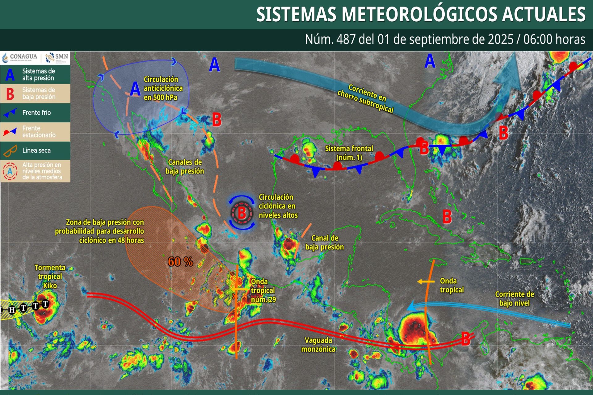 Pronóstico Meteorológico General Matutino de hoy Lunes 01 de Septiembre de 2025.