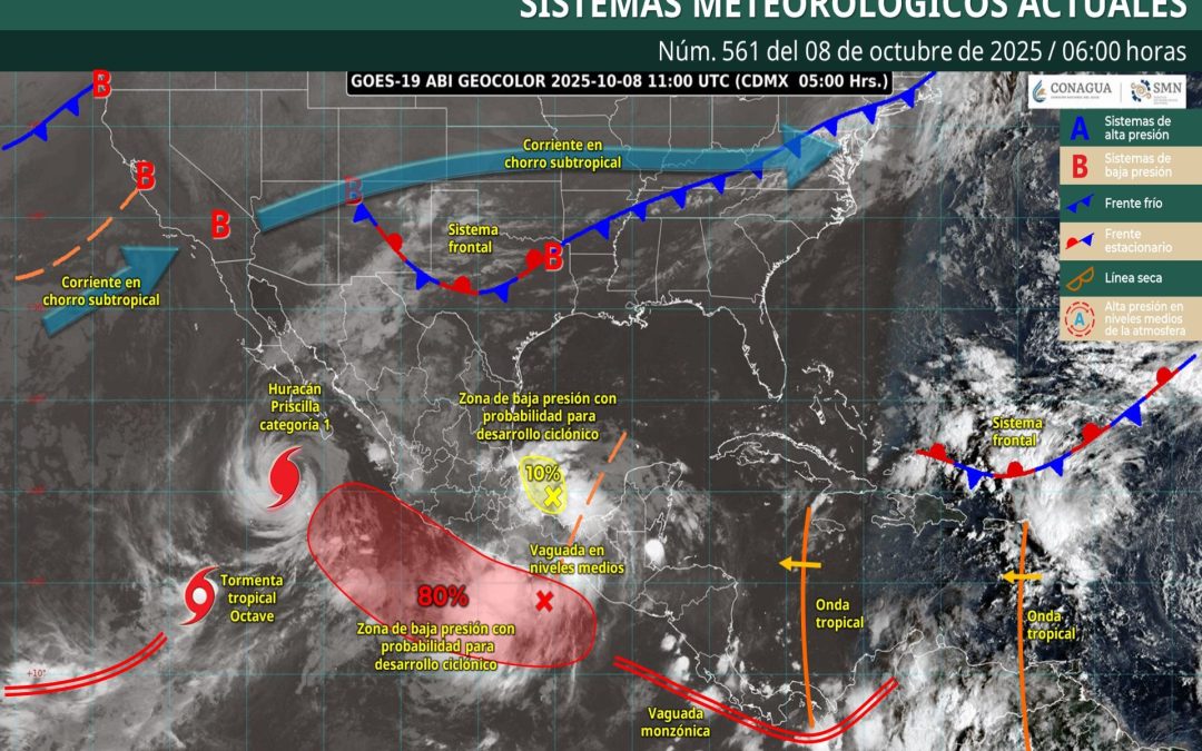Pronóstico Meteorológico General Matutino de hoy Miércoles 08 de Octubre de 2025